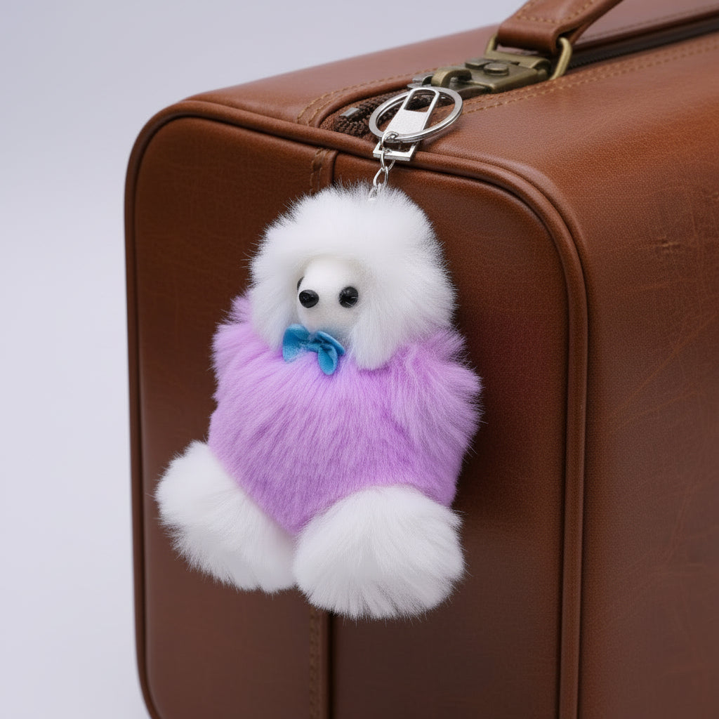Soft Fluffy Fur Rat Keychain Purple
