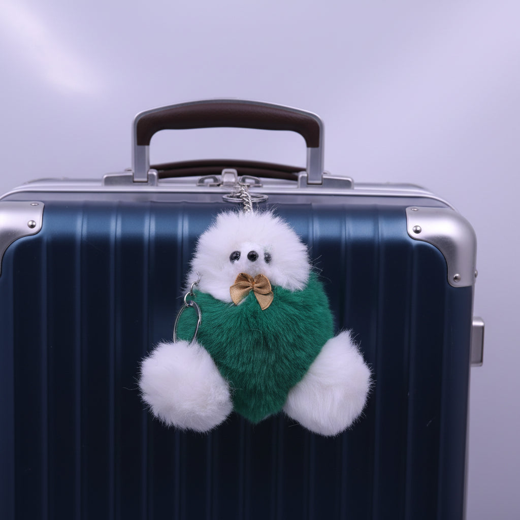 Soft Fluffy Fur Rat Keychain Green