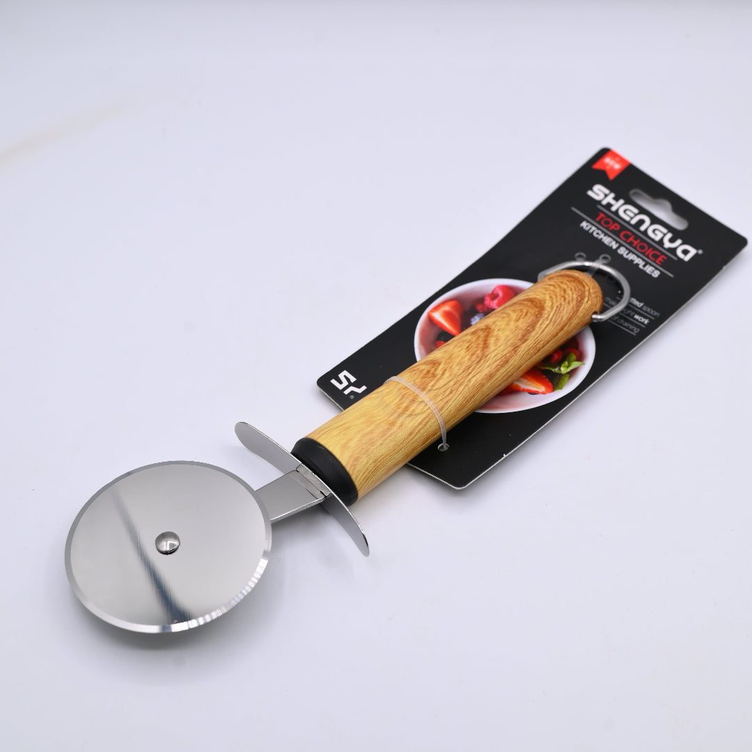 Shengya Stainless Steel Pizza Cutter with Wood Handle K0927T