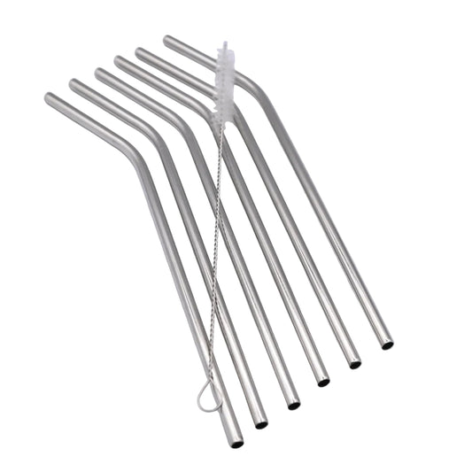 Steel Straw Silver Set 7 Pieces
