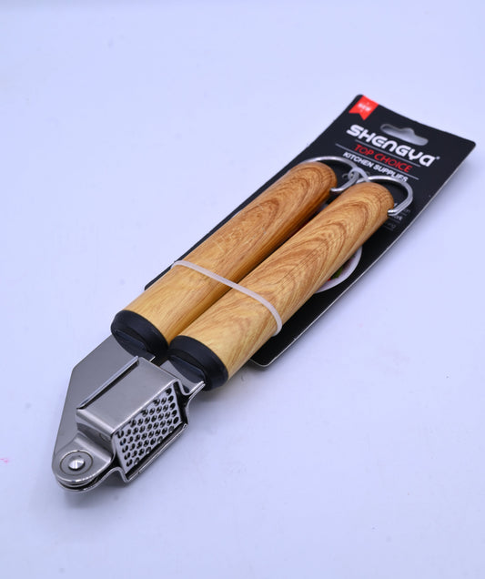 Shengya Stainless Steel Garlic Press with Wood Handle K1050T
