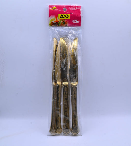 Ayd Golden Dinner Knife Set 6 Pieces