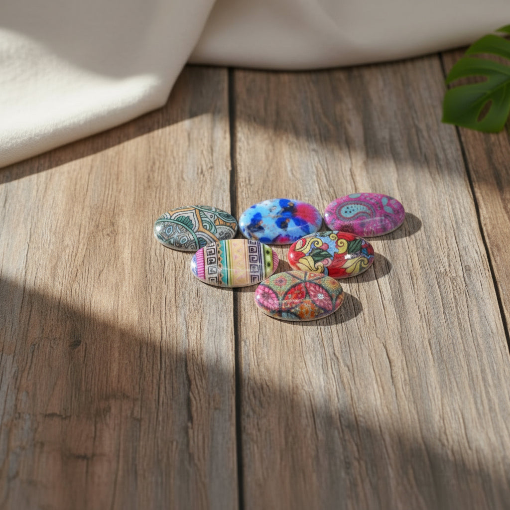 Scarf Pin Medium Ellipse Printed Pack of 6