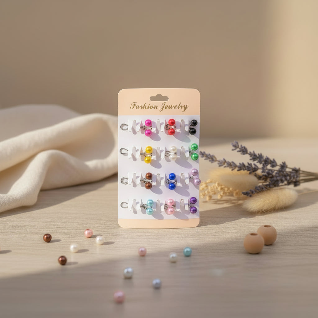 Elegant Pearl Hijab Pins Multicolor Pack of 12