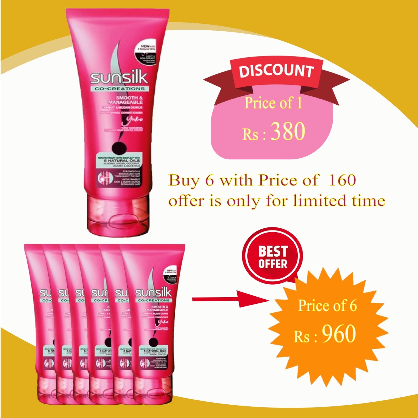 6 pieces Suunsilk co creation nourishing shampoo in bumper offer