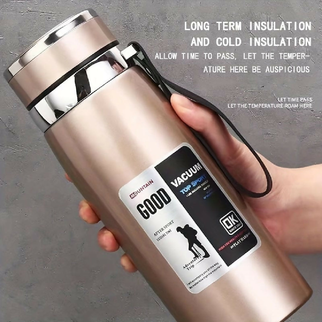 1000ml Large Capacity Stainless Steel Thermos Bottle Hot Cold Vacuum Flask Water Bottle Random color sticker