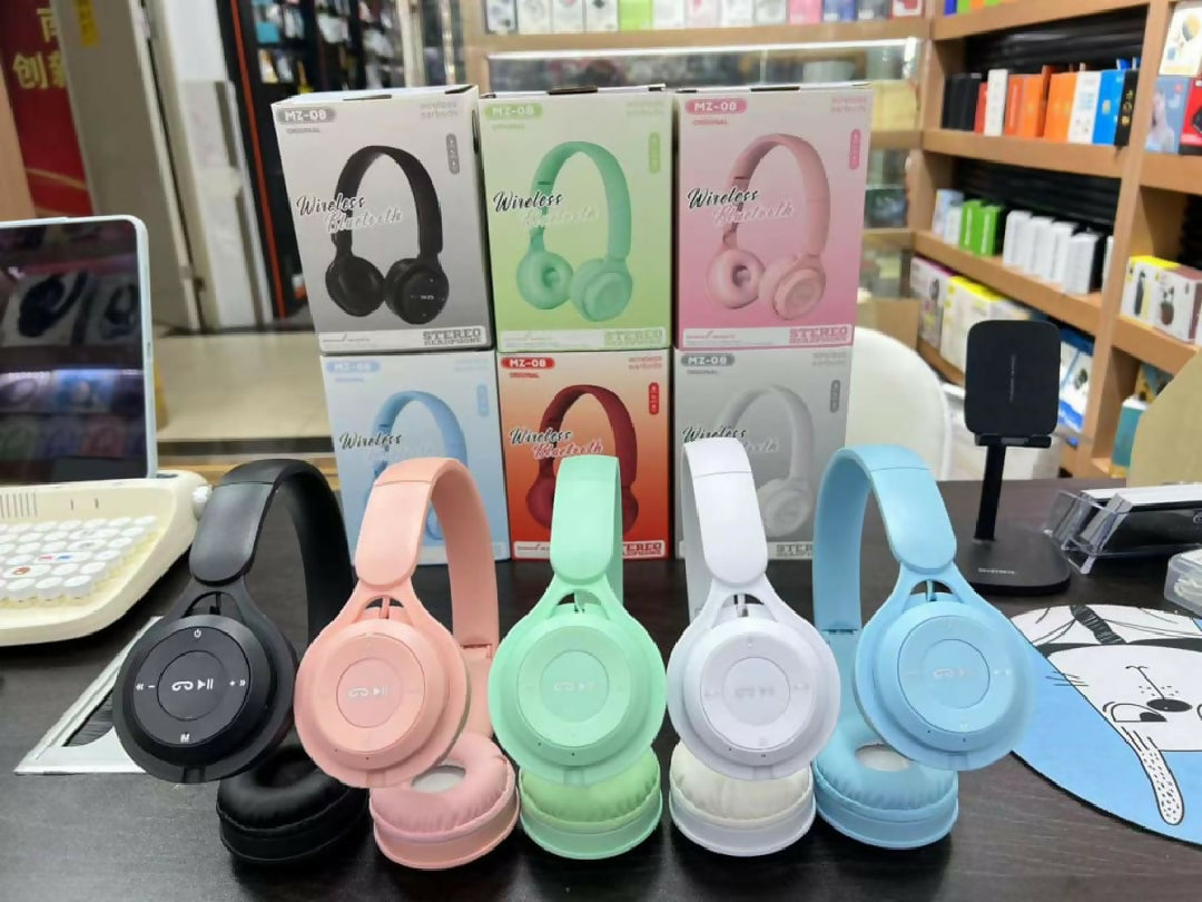 MZ 08 Wireless Bluetooth Different STEREO HEADPHONES Wireless Version 5 With Long Battery