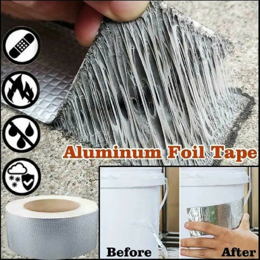 1 5m Super Strong Waterproof Butyl Aluminum Rubber Foil Tape Repair Adhesive Leak Proof Tape Seal For Surface Crack Pipe Rupture High Strength Double Side Adhesive Tissue Tape Magic Tape Strong Tape