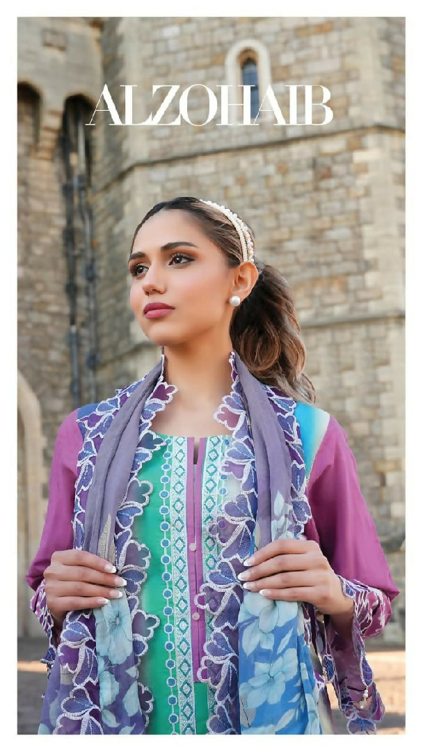 Printkari 3 Piece Unstitched Embroidered