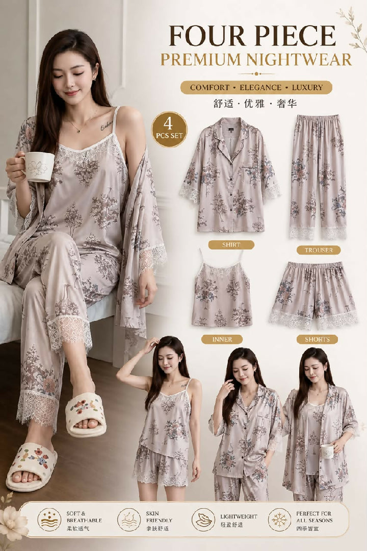 Nightwear Set 4 Piece Premium Quality