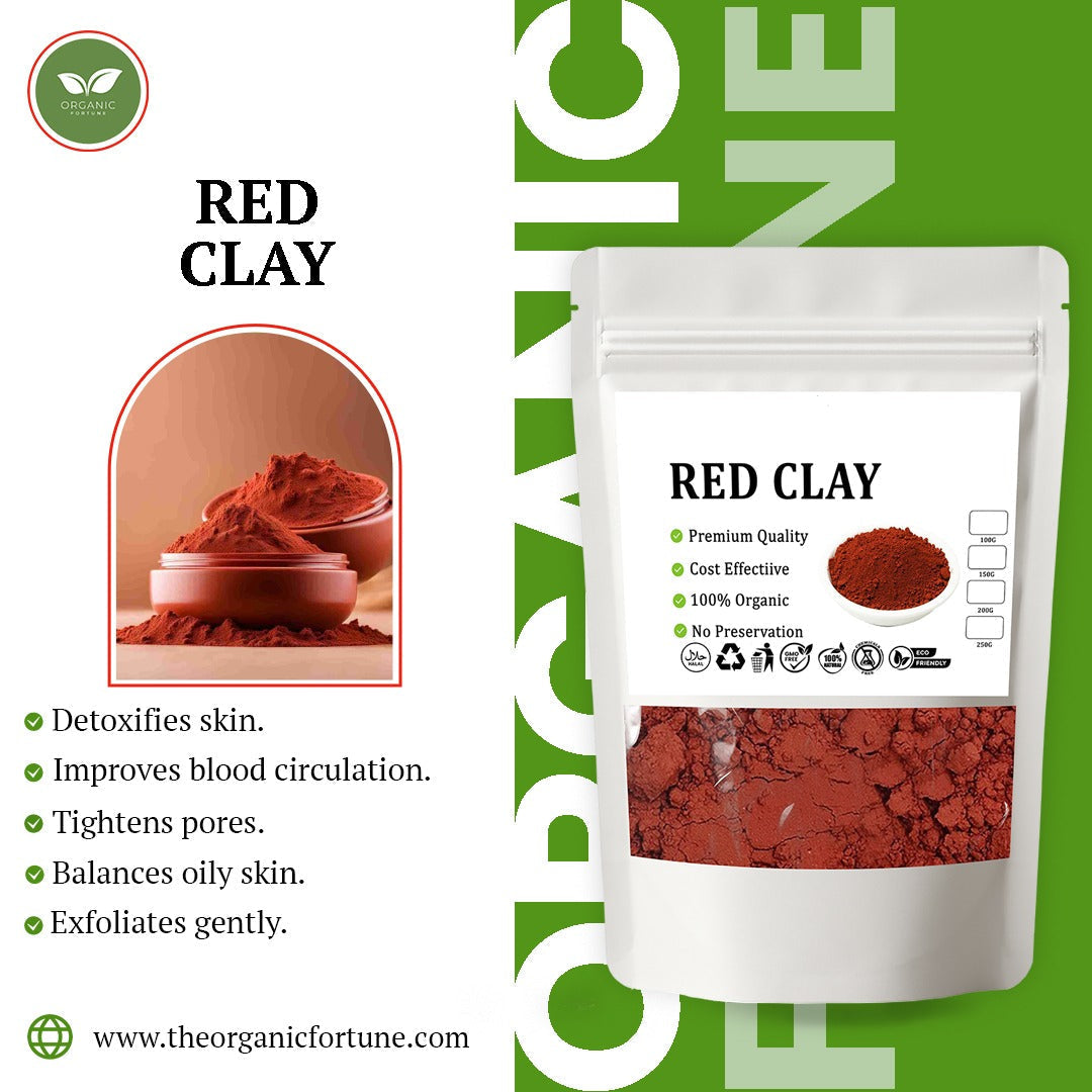 Organic Red Clay Powder | Natural Detox for Skin 100 Gram