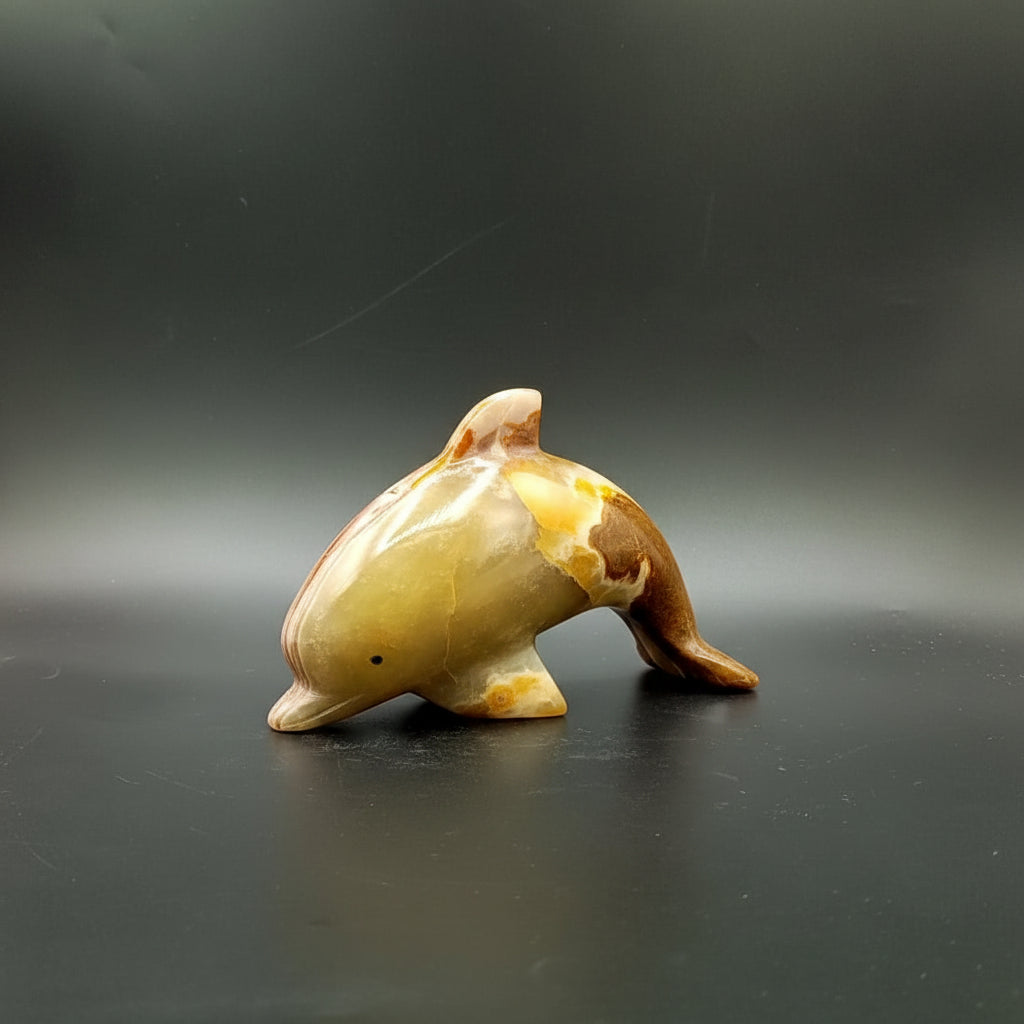 Handcrafted Marble Dolphin Figurine 6 Inch