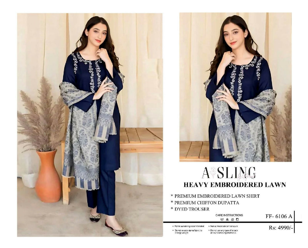 Most Hit Codes Fully Embroidered LAWN 3Pc With Nino karra Printed Dupatta SUMMER Collection
