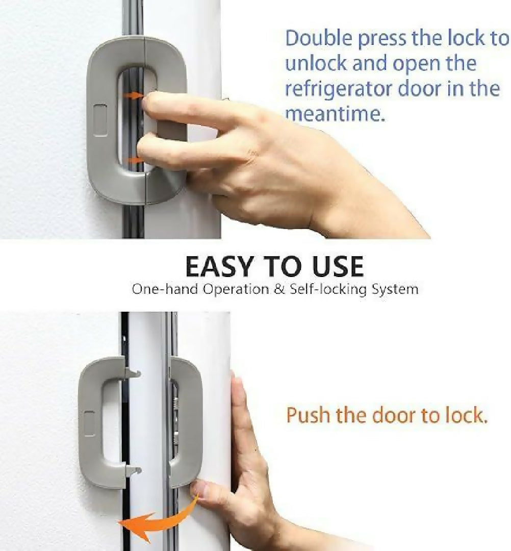 Child Safety Refrigerator Lock Self Adhesive Double Button Childproof Freezer Fridge Lock for Kids
