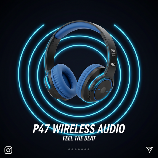 P47 Wireless Bluetooth Headphones Blue