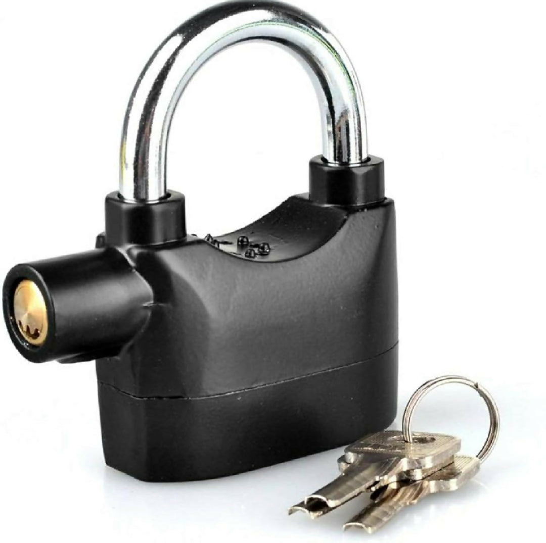 Universal Security Alarm Lock System Waterproof Black Anti Theft Siren 110Dba Alarm Anti Padlock Thickened Shackle Padlock with 3 Keys 1Pcs Polished Finish