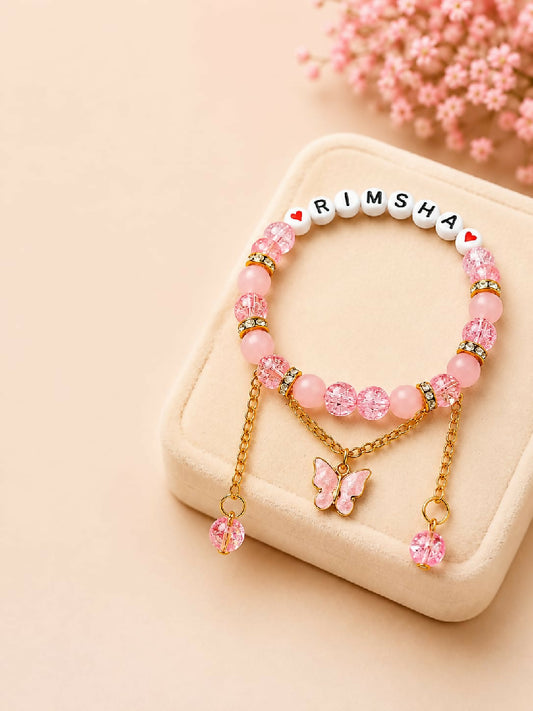 Personalized Custom Name Beaded Bracelet for Women Handmade Letter Bead Bracelet Unique Gift for Mom Sister Wife Best Friend