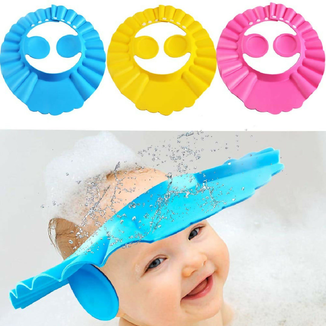Baby Shower Cap With Stopper Silicon Baby Shower Cap Soft Safe Material Random Color