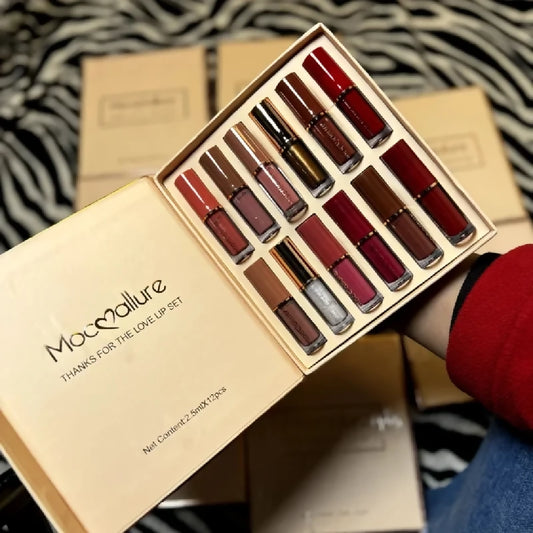 12 Pcs Mocallure Matte Liquid Lipstick Set High-Pigment Waterproof and Long-Lasting