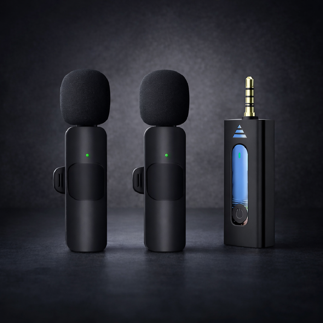 K35 Wireless Single Microphone High Quality 24GHz Lapel Mic Set with 35mm Receiver for Mobile Phones Cameras Speakers Vlogging Double Mic