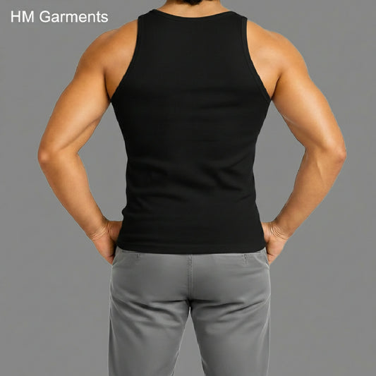 Premium Black Sleeveless Vest Pack of 3 Combed Cotton