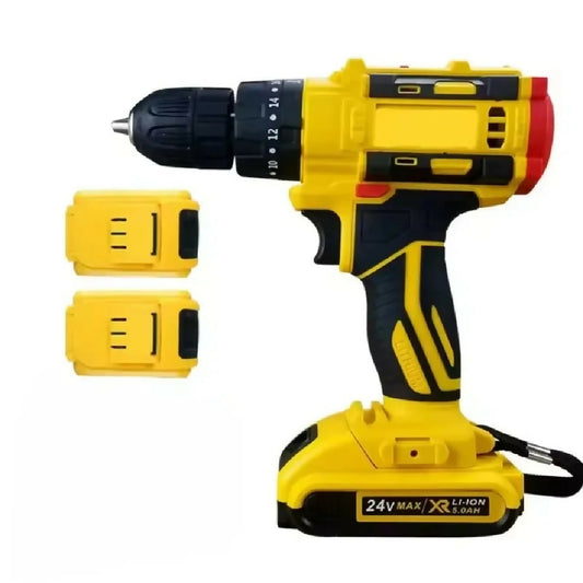 Double Battery Dunlandi 24V Rechargeable Drill Machine Tools Box Set