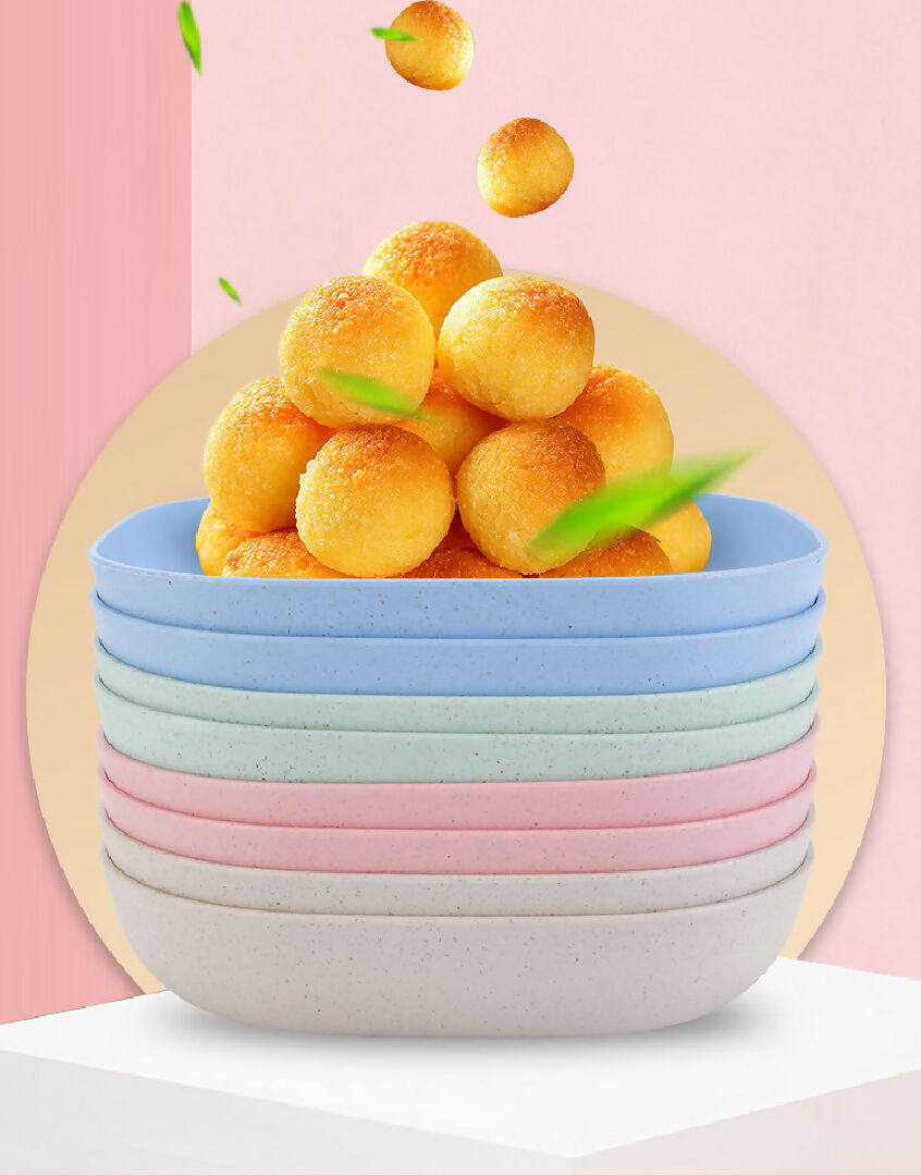 Plate Set Pack of 10 - Plastic Split Bone Dish Plates with Holder - Durable Serving Plates - Random Colors