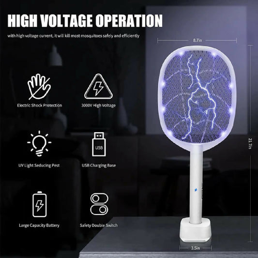 2 in 1 Rechargeable Electronic Mosquito Bat Racket Insect Killer Lamp