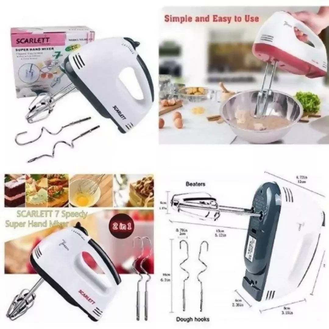 Scarlett 7 Speed Electric Hand Mixer Egg Beater 180W High Power Blender for Baking