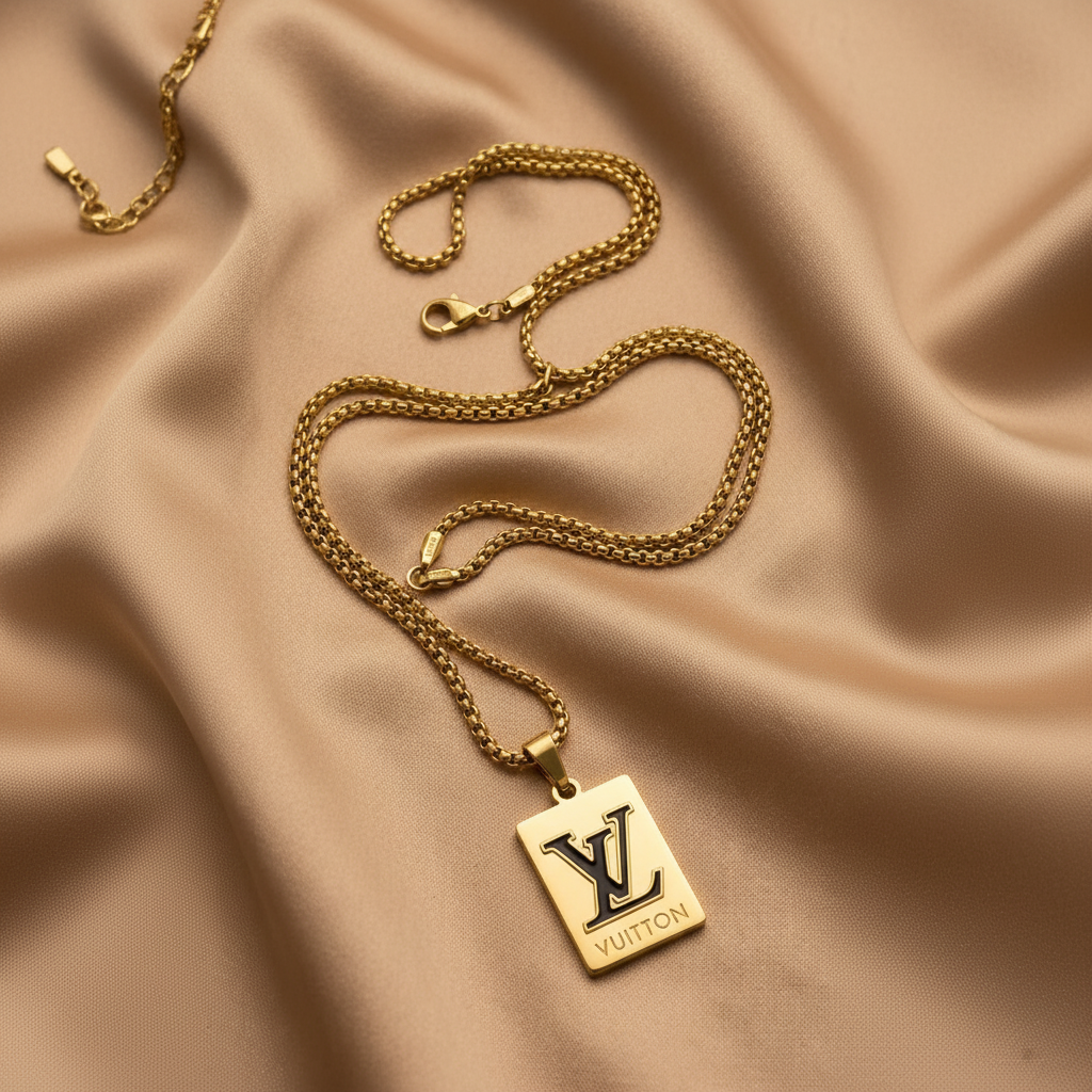 Mens Designer-Inspired Monogram Dog Tag Pendant