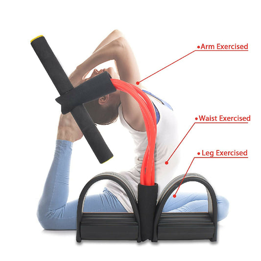 Foot Pedal Resistance Band Elastic Sit-Up Pull Rope Yoga Fitness Gym - Elastic Pull Ropes Tummy Trimmer - Random Color