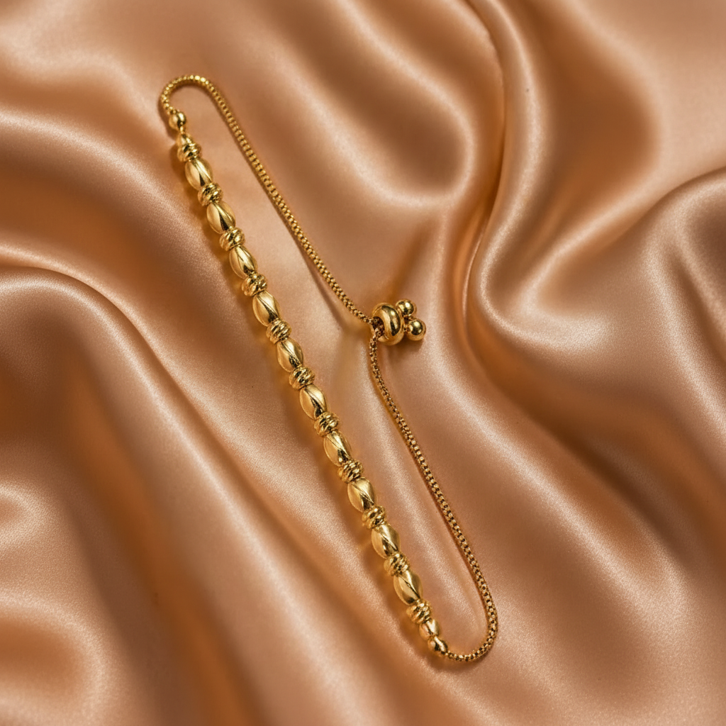 Golden Ellipse Textured Bolo Bracelet