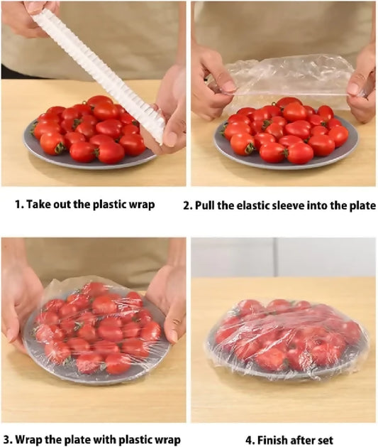 100 Pcs Elastic Food Cover Wrap Reusable Stretch Lids