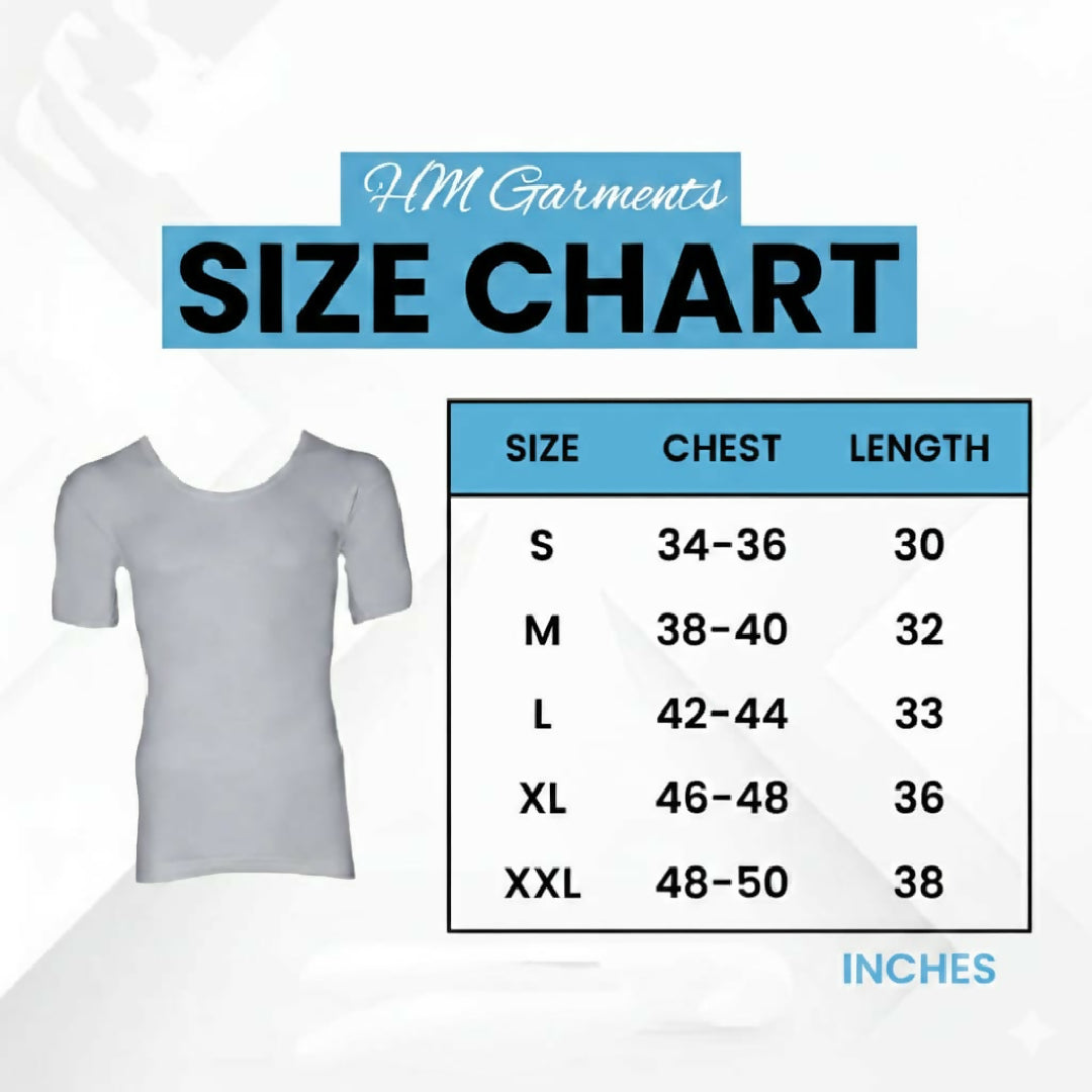 Premium White Half Sleeve Vest Pack of 3 Combed Cotton