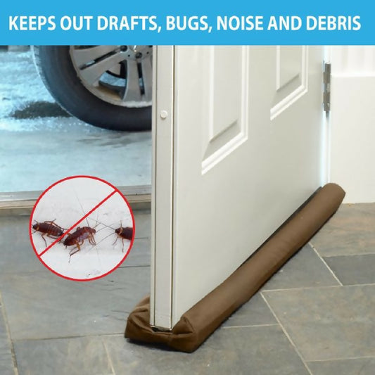 Twin Door Foam Draft Protector - Door Air Lock Foam For Cold Air Window Shutters - Dust Barriers - Insect Repellent - Brown Color - Pack of 1
