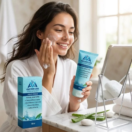AVA Face Wash Glycolic Acid Vitamin Enriched Brightening Cleanser Deep Cleansing Hydrating Formula For All Skin Types