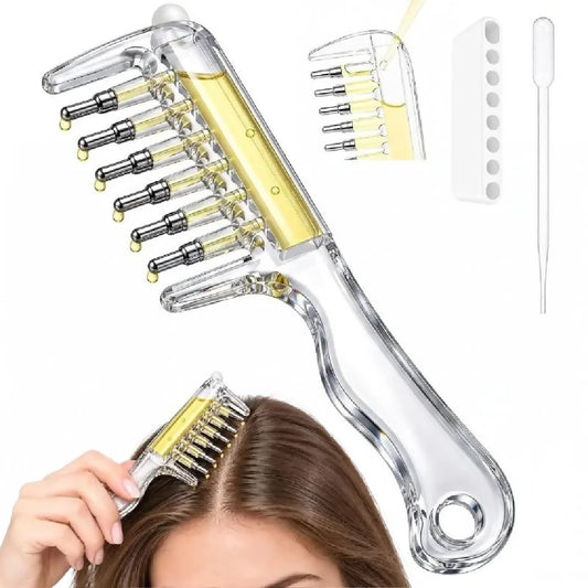 Transparent Hair Oil Applicator Comb Refillable Scalp Massage Comb with Built In Oil Reservoir Leakproof Hair Serum Distribution Brush Unisex