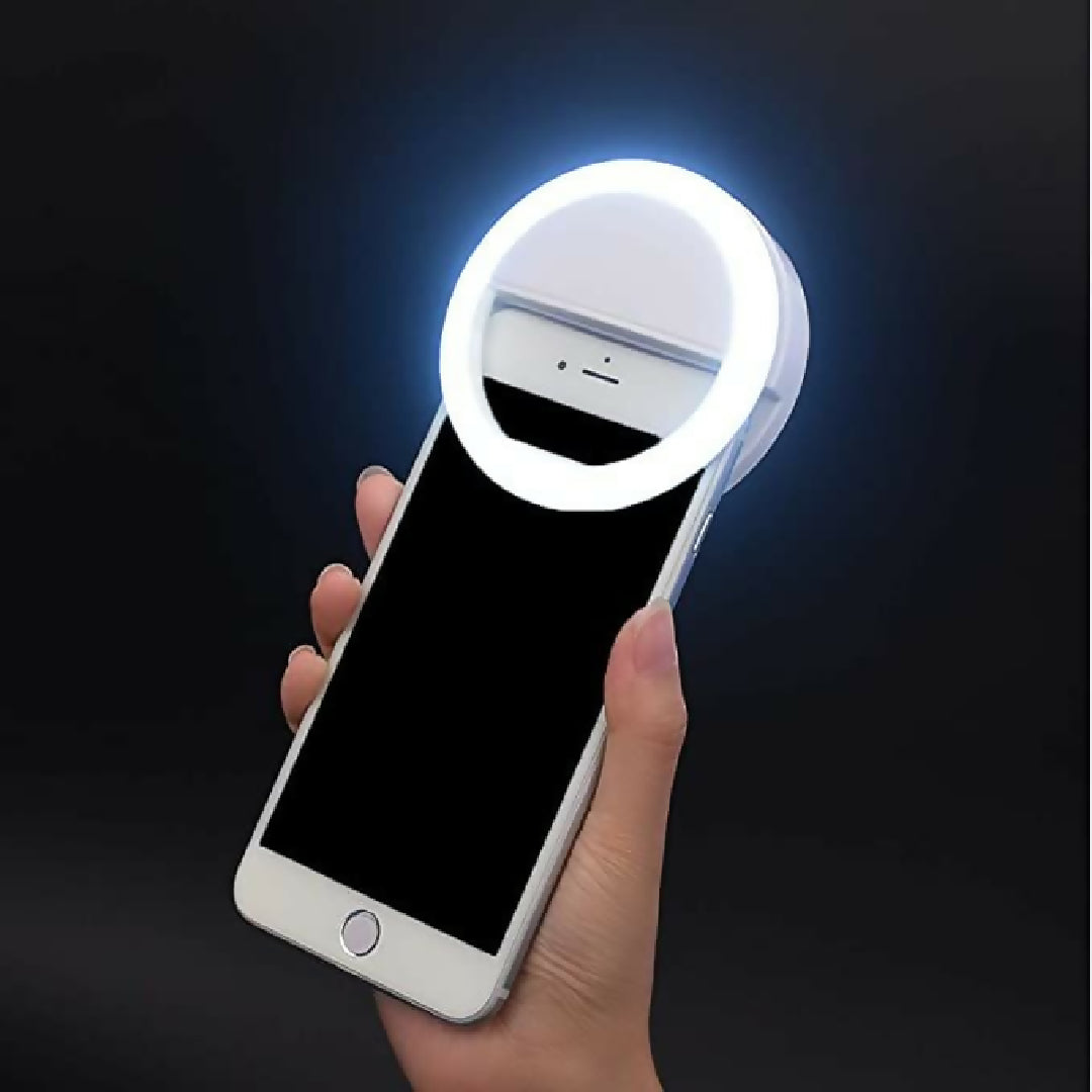 Rechargeable Mini Selfie Ring Light Portable Clip on LED Fill Light with 3 Brightness Levels for Smartphones Tablets And Laptops