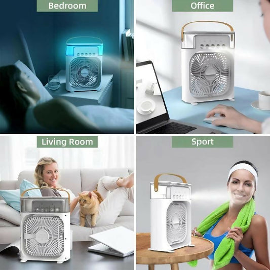 10 inch Portable Air Conditioner Fan Usb Electric Fan With Led Night Light Fine Mist Water And Humidifier Function Led Night Light Water Mist Mini Fan Cooler