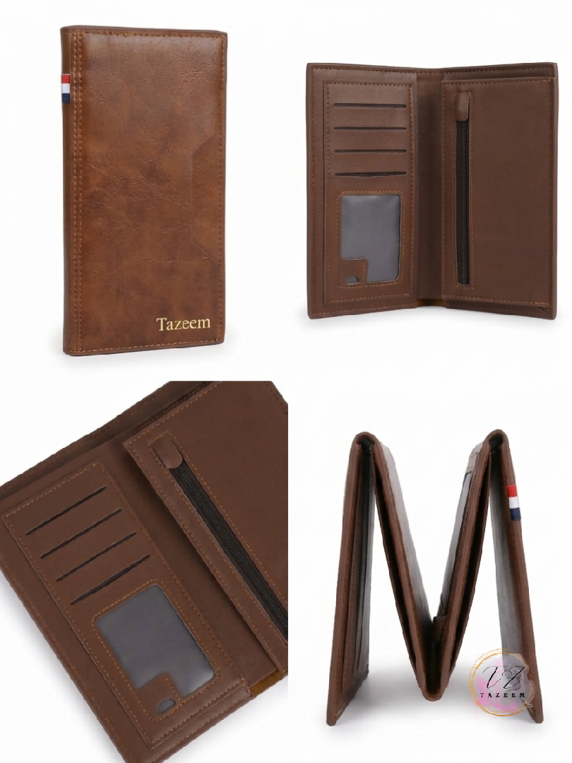 Long Leather Black And Brown Wallet