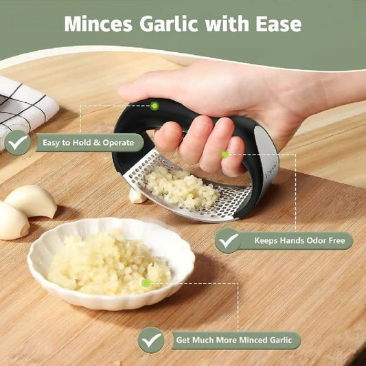 Garlic Press Manual Garlic Press Rocker With Handle Stainless Steel Garlic Crusher Masher Ginger Garlic Chopper Kitchen Gadget Tool Garlic Cutter Hand Press Tool For Garlic Paste