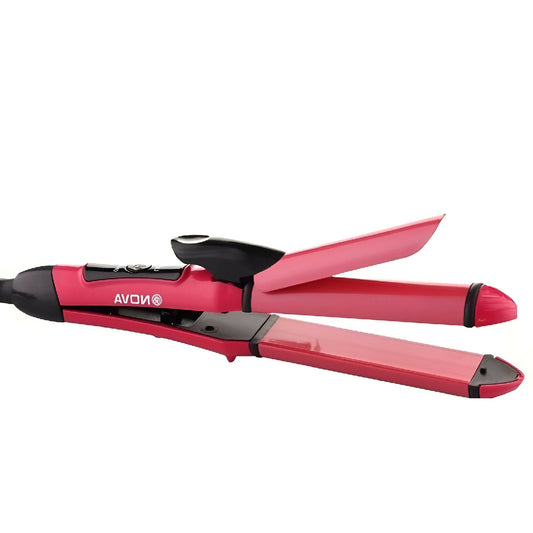 Nova 2-in-1 Hair Straightener and Curler - Model NH-2009 - Quick Heat-Up Ceramic Plates for Smooth Straightening and Effortless Curls - Portable Dual-Use Styling Tool for All Hair Types