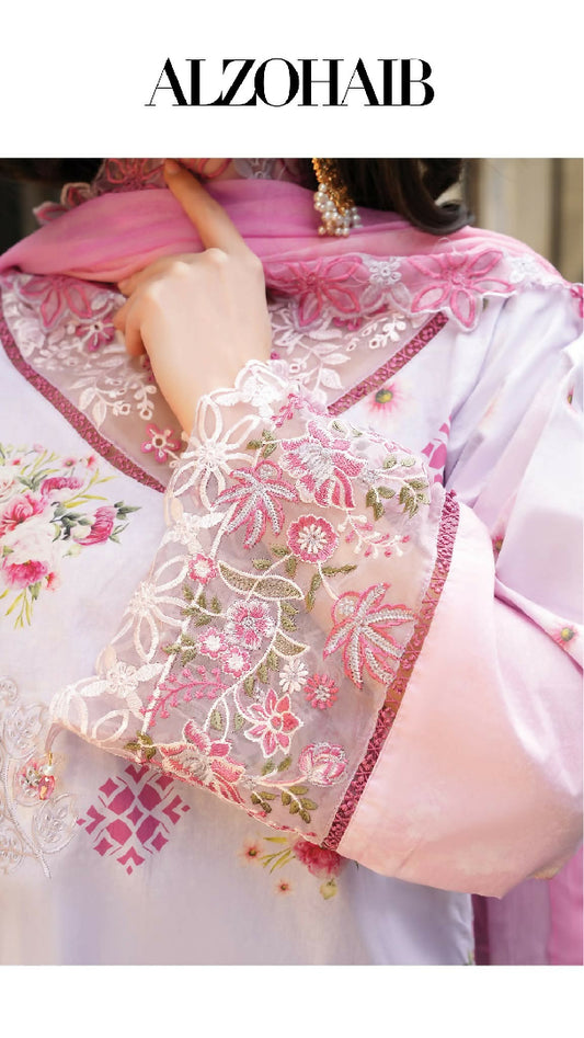 Printkari 3 Piece Unstitched Embroidered