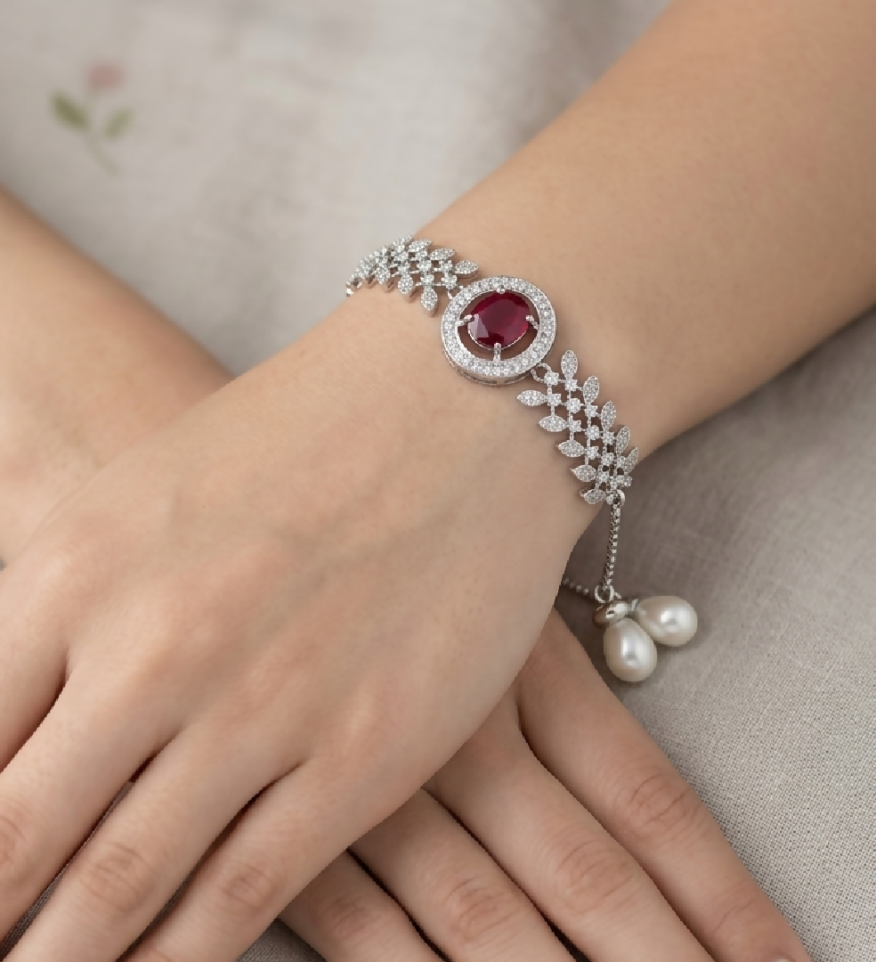 Zircon Marquise Ruby Adjustable Bracelet