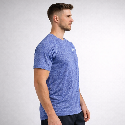 Mens Dry Fit Performance T Shirt Heather Blue