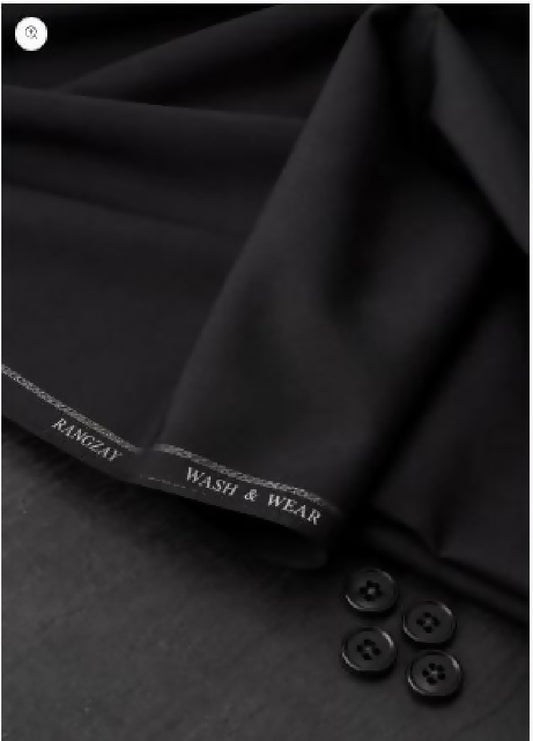 Midnight Black Wash n Wear unstitched four meter fabric