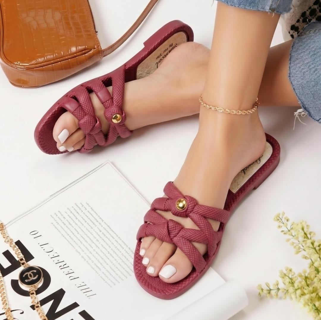 Rubber cross style slippers for girls - lightweight durable for home