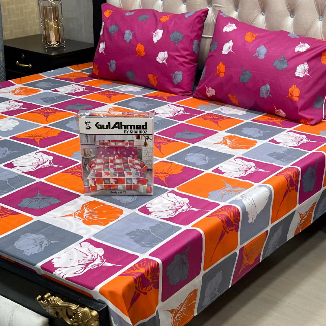 Premium Cotton Salonica Printed King Size Double Bed Sheet with 2 Pillow Covers for Gifting and Home Use