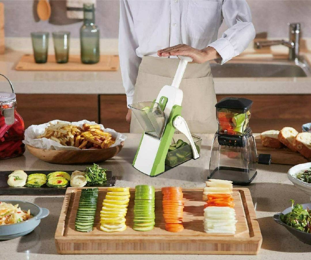 4 In 1 Vegetable Cutter Chopper Adjustable Multi-function Cutter Vertical Vegetable Cutter Kitchen Shredder Grater Artifact - Random Color