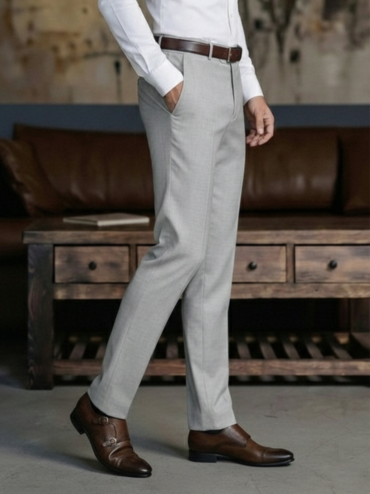 Mens Formal pant Design # OT 9902 Light Grey